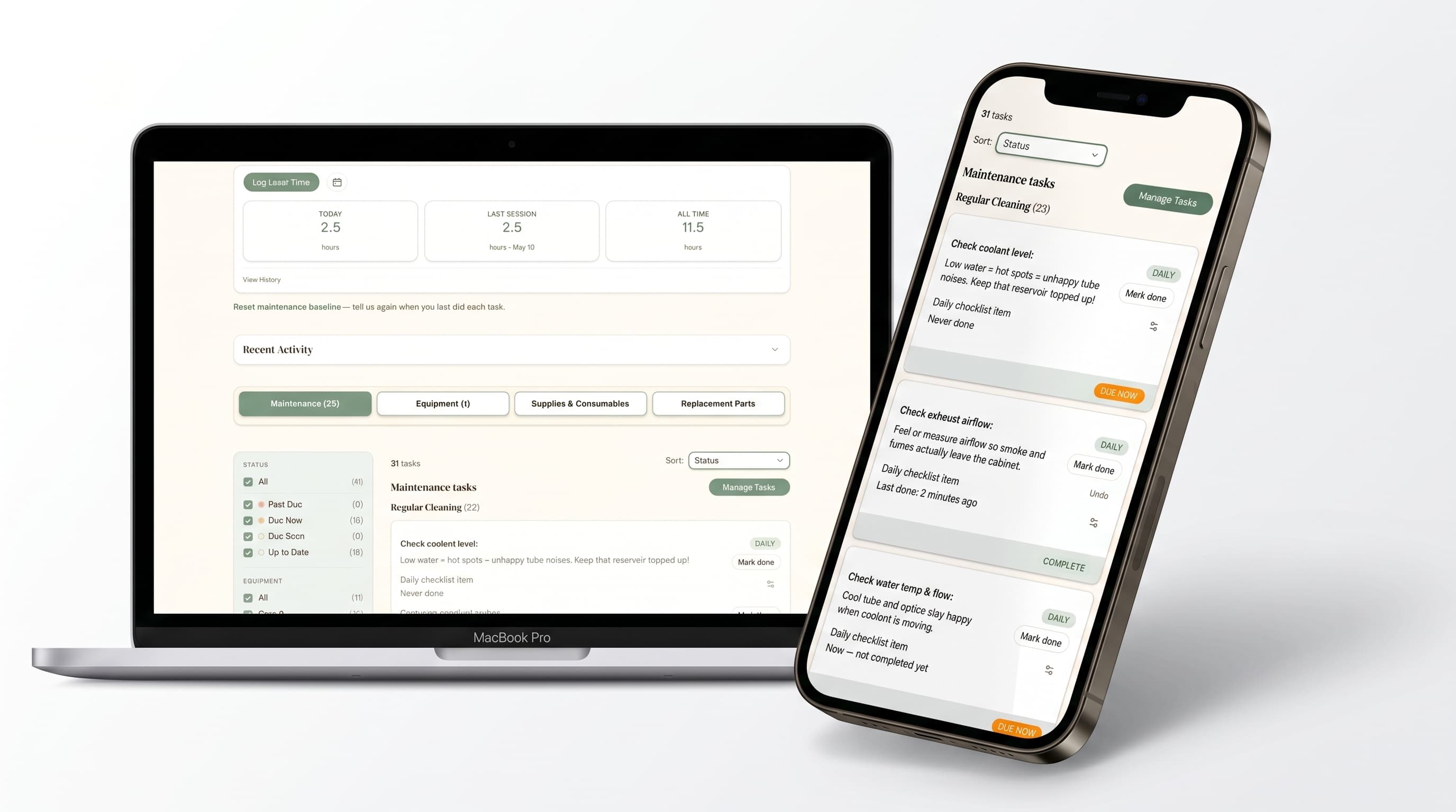 LaserMinder dashboard on laptop and mobile