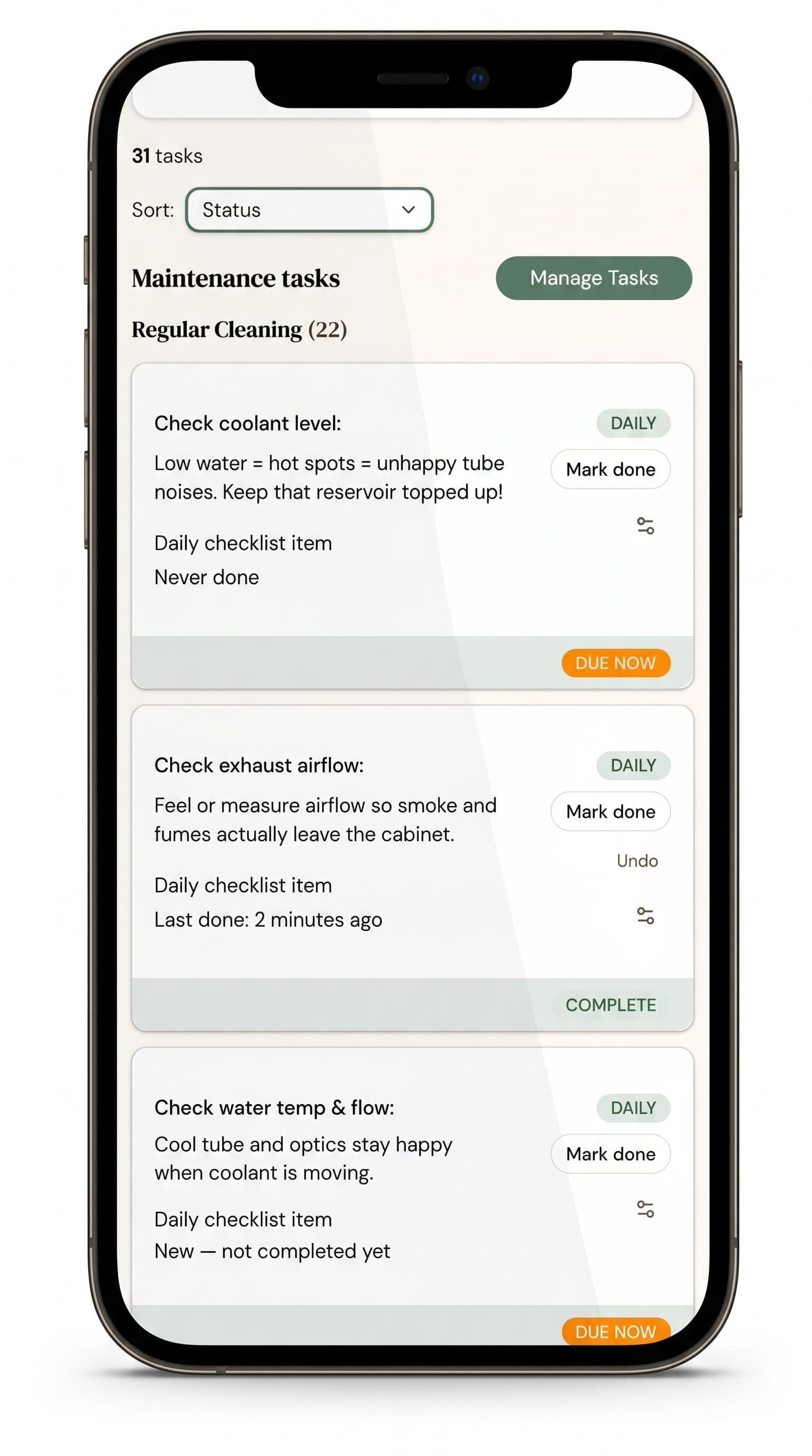 LaserMinder on mobile